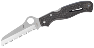 Spyderco Atlantic Salt Sheepsfoot pocket knife features a 3.69-inch serrated blade